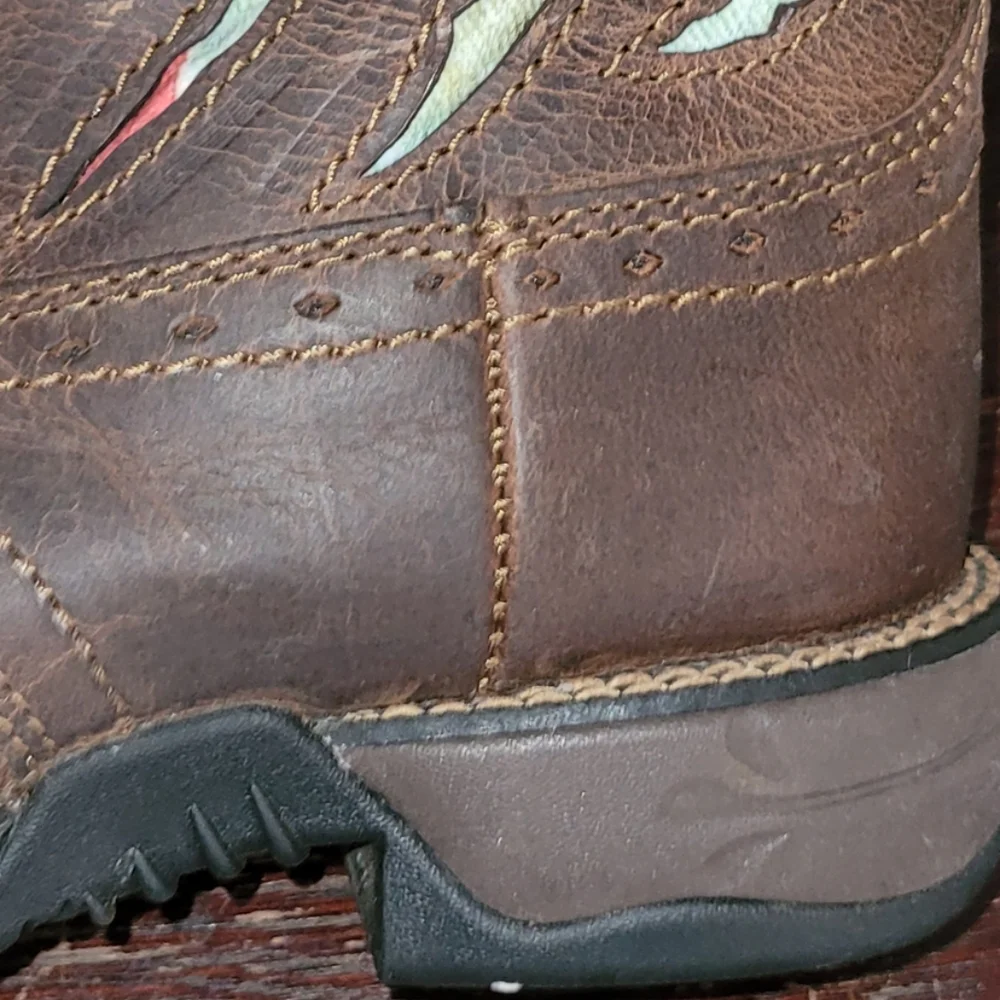 New Rank 45 Western Mexican Flag Cowboy Cowgirl Boots Sz 37.5 - Picture 6 of 10